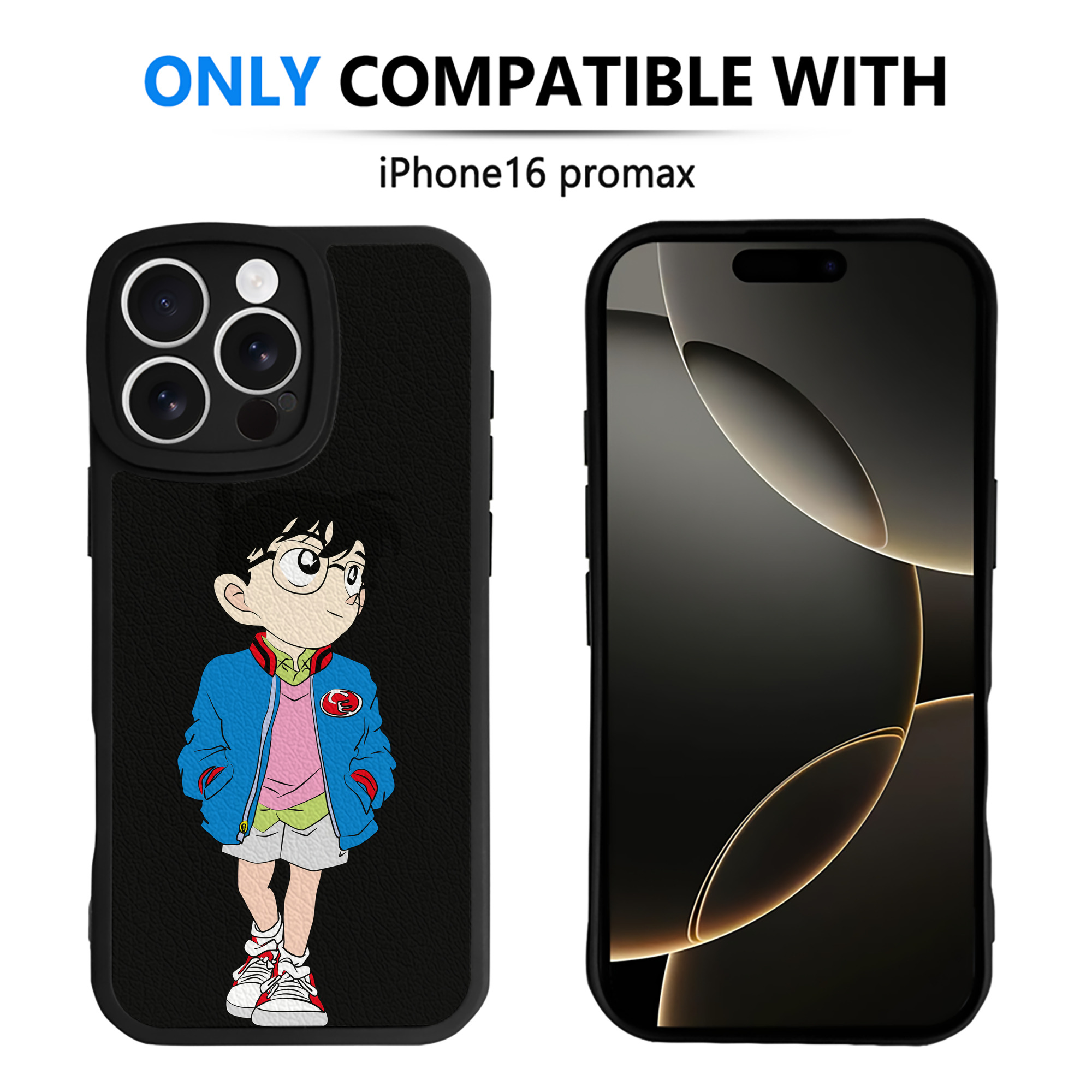 （画像用） 名探偵コナン 江戸川 コナン Detective Conan Conan Edogawa 【iPhone 16シリーズ対応】シリコンスマホケース（レザー調） 材質：シリコン